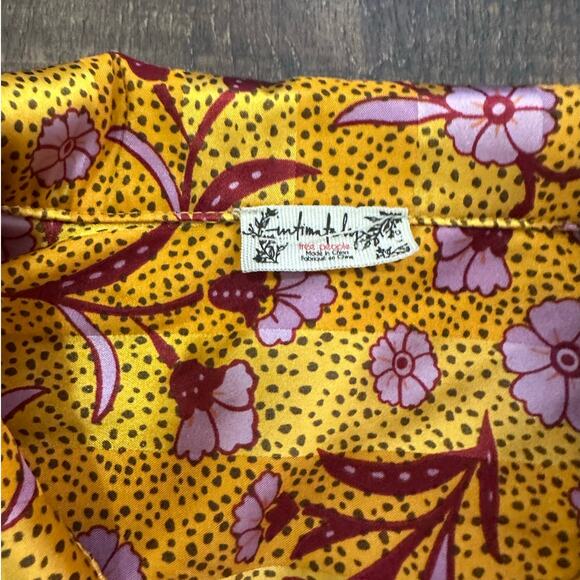 Free People Intimately Pajama Party Satin Gold Floral Set Sz L - Picture 7 of 10